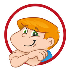 Person illustration boy face down in a circle or ball