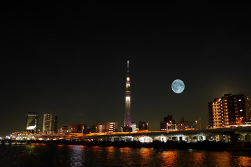 super moon in TOKYO ASAKUSA JAPAN