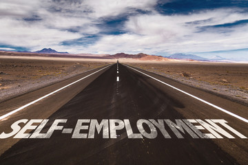 Self-Employment written on desert road