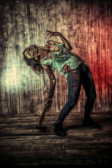 Naklejka premium zombie with an ax