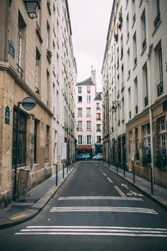 street in the old city Paris selective focus