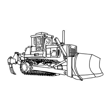 illustration vector doodles hand drawn loader bulldozer excavato