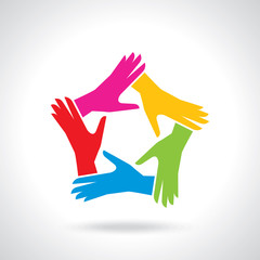 Vector of teamwork hands people icon
