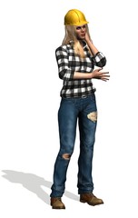 construction worker woman with yellow helmet