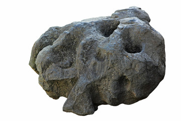 Black meteorite isolated on white background.
