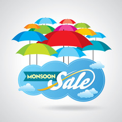 Fototapeta na wymiar Monsoon offer and sale banner, offer or poster.