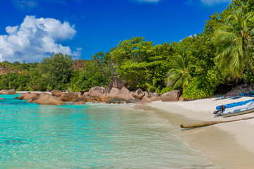 Fototapeta na wymiar Anse Lazio - Paradise beach in Seychelles, tropical island Praslin