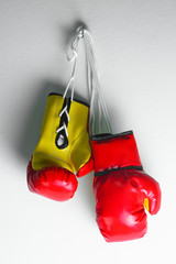 Red leather boxing gloves isolated , Boxing gloves background, popular sport for fighter.