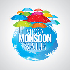 Fototapeta na wymiar Monsoon offer and sale banner, offer or poster.