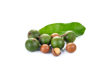 macadamia nuts on white background