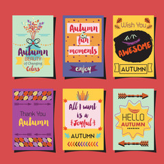 Autumn greetings template small journaling cards set