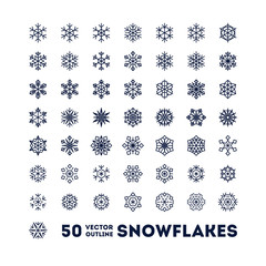 Snowflakes and gifts outline icons set for new year card, interface, illustration.  Modern vector illustration and stylish design element