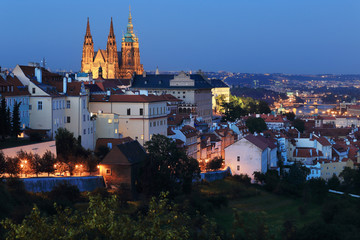 Fototapeta na wymiar Prague City with the gothic Castle in the Evening, Czech Republic