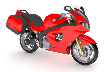 red black motorcycle on a white background.