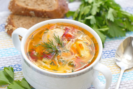 Chicken soup with vegetables