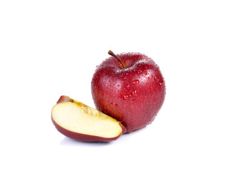 Fresh red apple on a white background