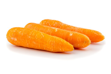 Bunch of fresh carrots on white background
