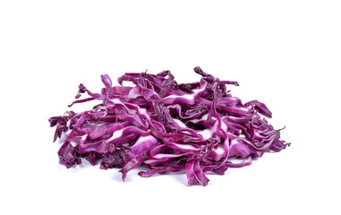red cabbage sliced on white background