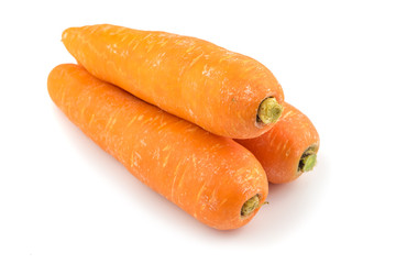Bunch of fresh carrots on white background