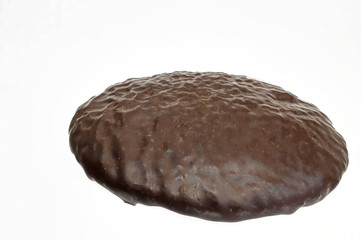 einzelner runder Lebkuchen mit Schokolade