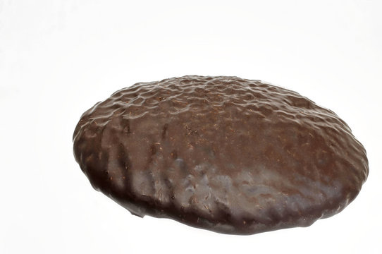 einzelner runder Lebkuchen mit Schokolade