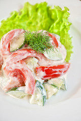 Salad from cucumber tomato
