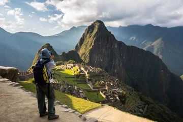 Washable wall murals Machu Picchu Photographing Machu Picchu with smartphone