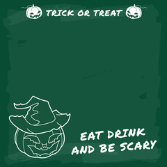 Halloween party green chalkboard menu board eat drink and be scary vector format