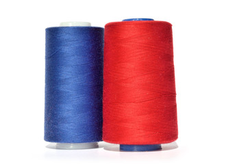 Blue and red thread