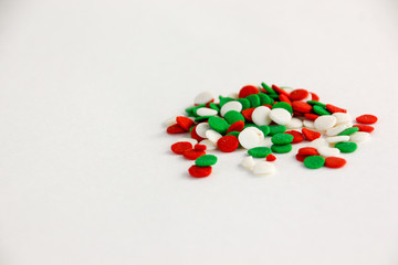 Christmas sprinkles on a white background 