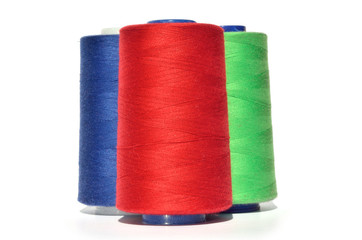 Red blue and green thread