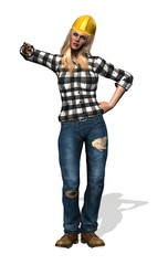 construction worker woman with yellow helmet