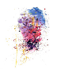 Splashes of watercolor paint on the White background. Raster version