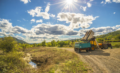 paysage/campagne avec viticulteurs