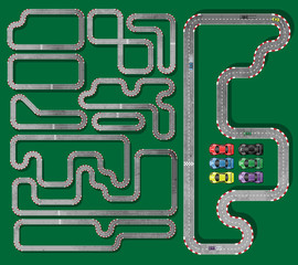TEN TRACKS CIRCUIT WHITH RACING CARS