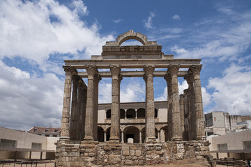 templo romano de Diana en la ciudad de Mérida, España