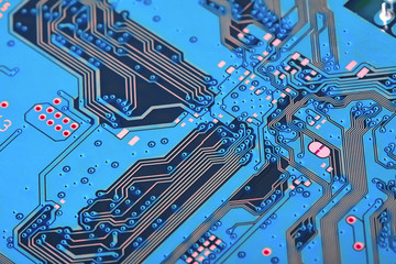 Electronic circuit board close up.
