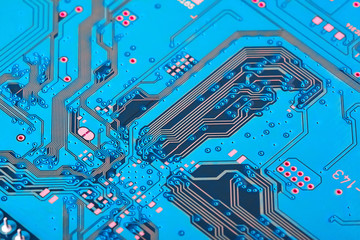 Electronic circuit board close up.