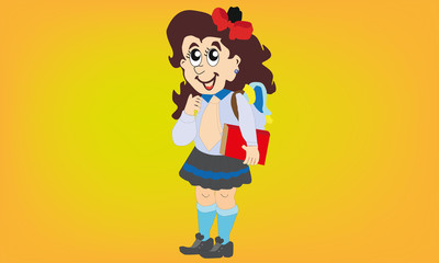 Eastern schoolgirl in vector