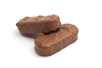 delicious chocolate bars on white