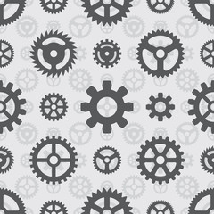 Gray gears seamless pattern