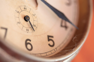 The dial of the old clock close up