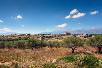 Medieval fortress ruins and landscape at Ancient Aptera in Crete