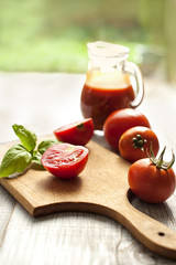 preparing salad with tomato