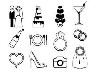 Vector wedding icons set