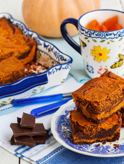 Pumpkin brownies.selective focus