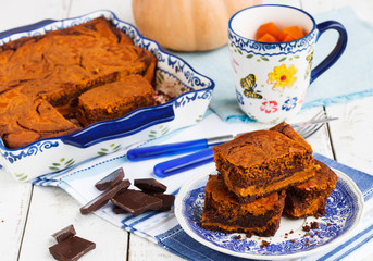 Pumpkin brownies.selective focus