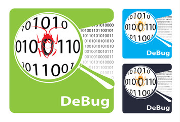 Sumbol or icon debug. Search virus and bug. Different color, lig