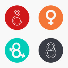 Vector modern 8 march colorful icons set 