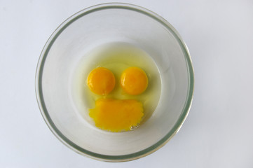 Raw eggs forming smiley/happy face